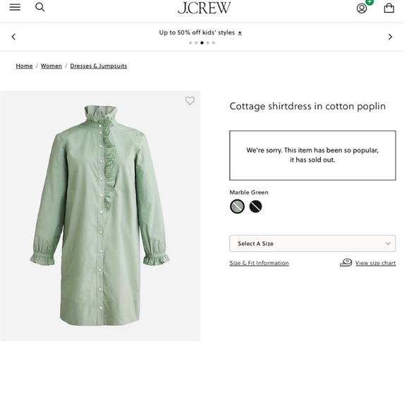 NWT J. Crew Cottage Shirt Dress in Cotton Poplin Green Long Sleeve Mini Womens 0 - Picture 6 of 6